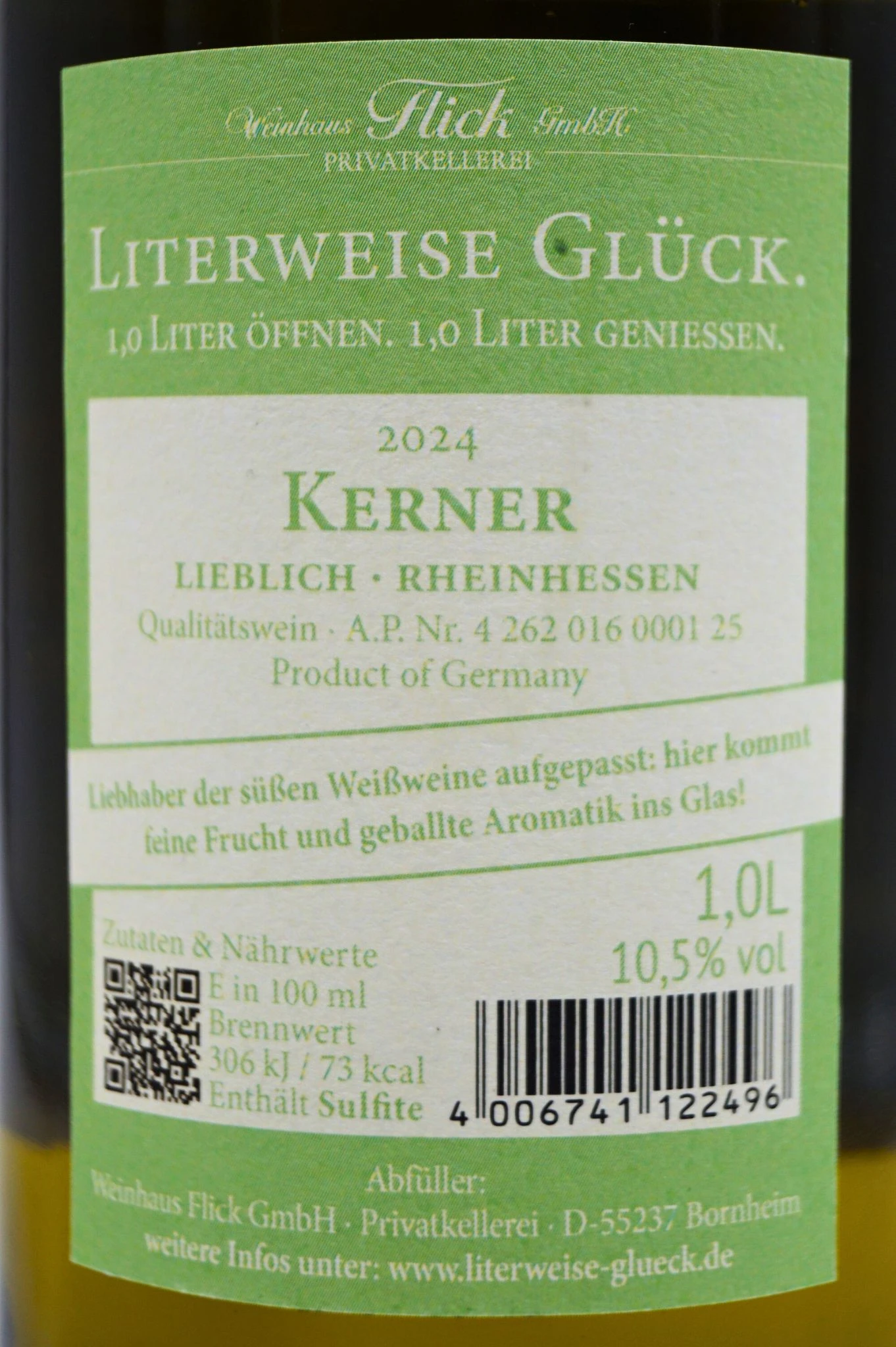 Weinhaus Flick - KERNER Lieblich Literweise Glück 8 Weinhaus Flick - KERNER Lieblich Literweise Glück - Image 6