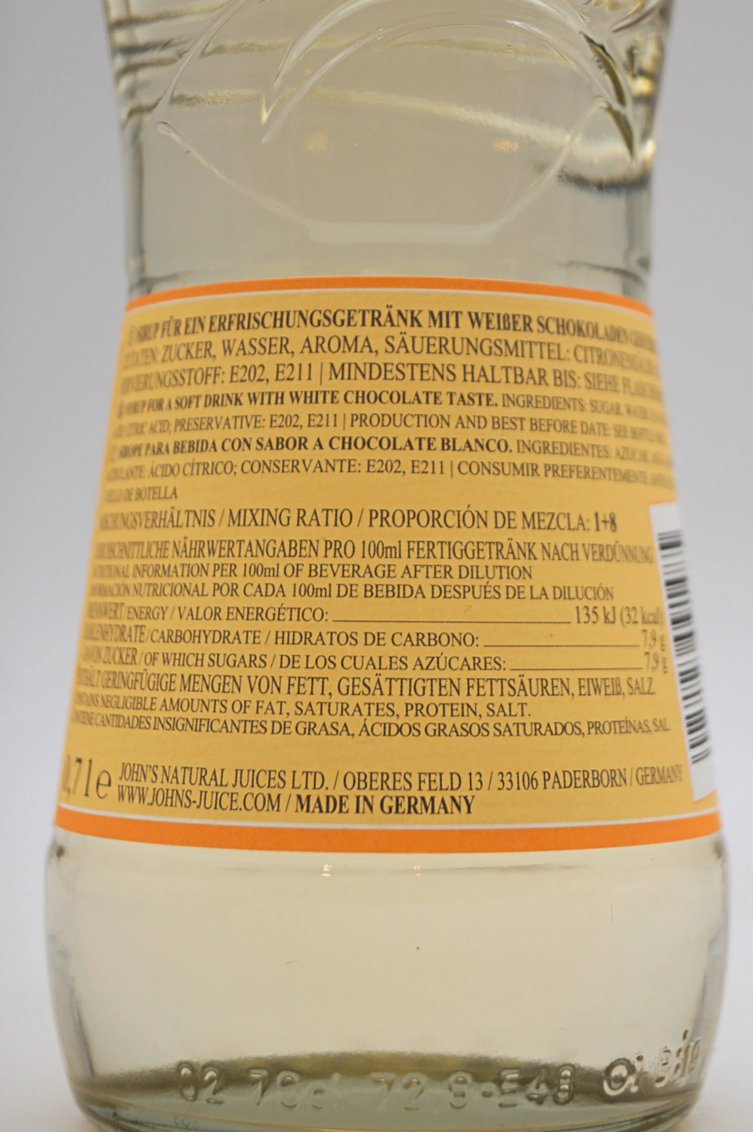 Johns - Weiße Schokolade Sirup 6 Johns - Weiße Schokolade Sirup - Image 4