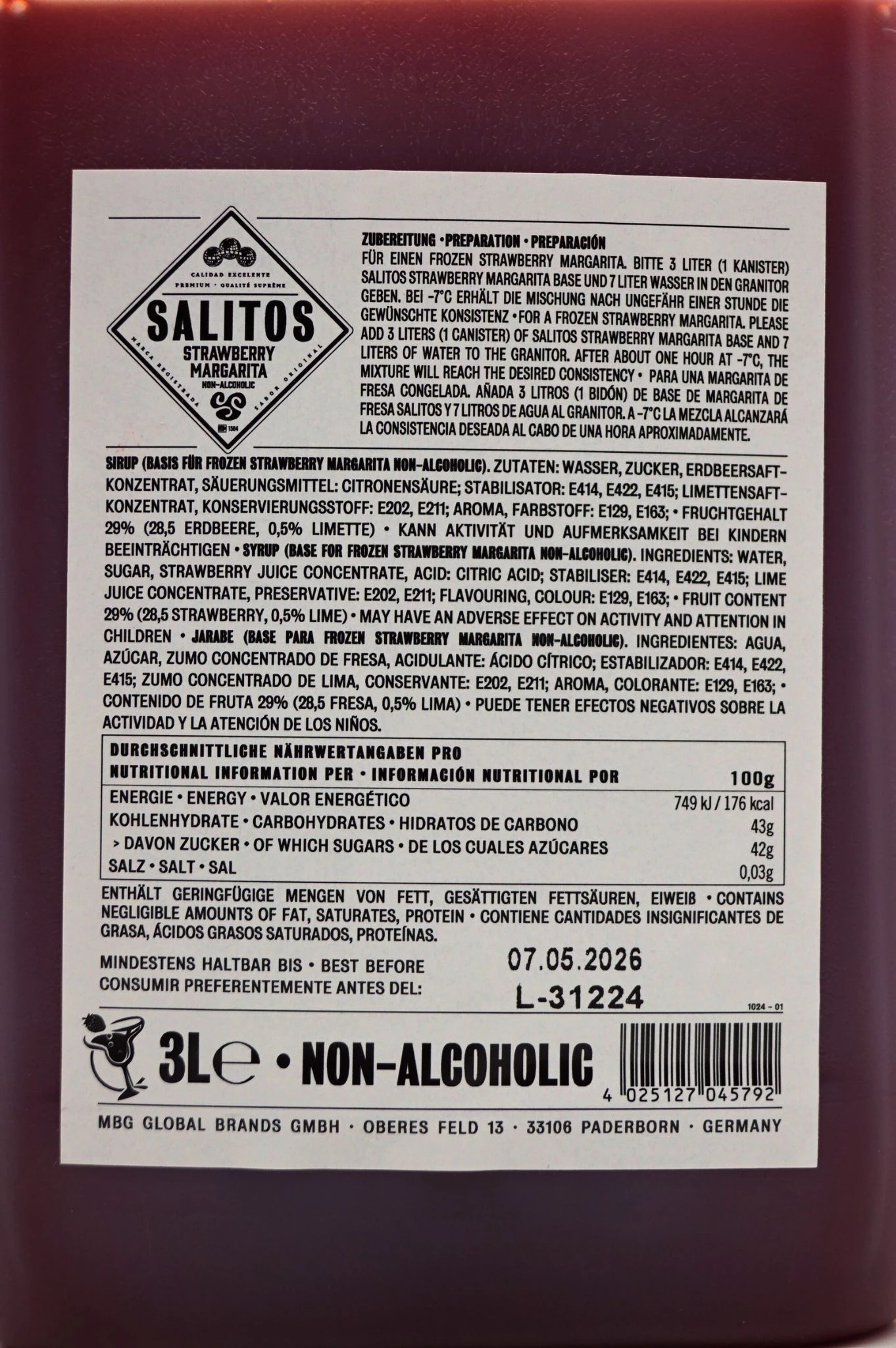 Salitos - Strawberry Margarita Alkoholfrei 4 Salitos - Strawberry Margarita Alkoholfrei - Image 2