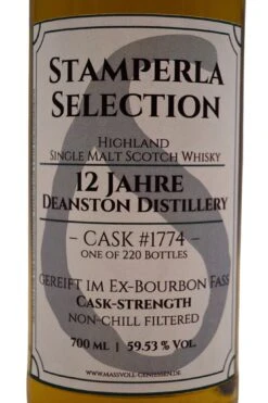Stamperla - 12 Jahre Deanston Ex-Bourbon Fass Cask #1774 Cask-Strength Highland Single Malt Whisky 9 Stamperla - 12 Jahre Deanston Ex-Bourbon Fass Cask #1774 Cask-Strength Highland Single Malt Whisky -Der-Schnapsstodl Stamperla592C53Deanston1774Whisky2