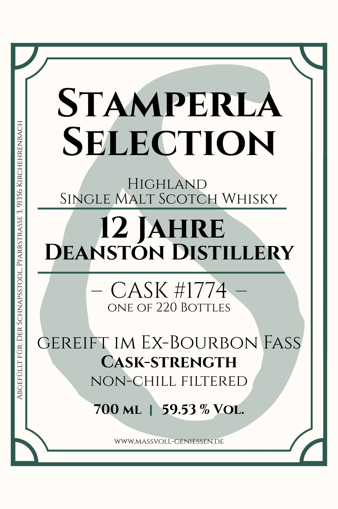 Stamperla - 12 Jahre Deanston Ex-Bourbon Fass Cask #1774 Cask-Strength Highland Single Malt Whisky 7 Stamperla - 12 Jahre Deanston Ex-Bourbon Fass Cask #1774 Cask-Strength Highland Single Malt Whisky - Image 5