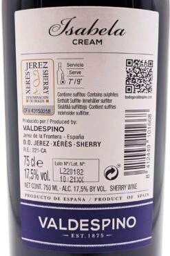 Valdespino Sherry - Cream Isabela 10 Valdespino Sherry - Cream Isabela -Der-Schnapsstodl ValdespinoSherrCreamIsabela3