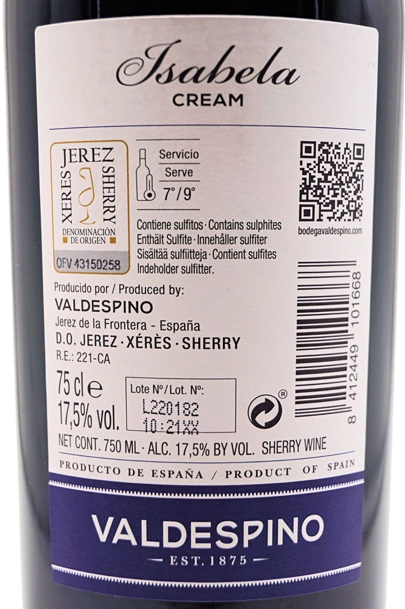 Valdespino Sherry - Cream Isabela 6 Valdespino Sherry - Cream Isabela - Image 4