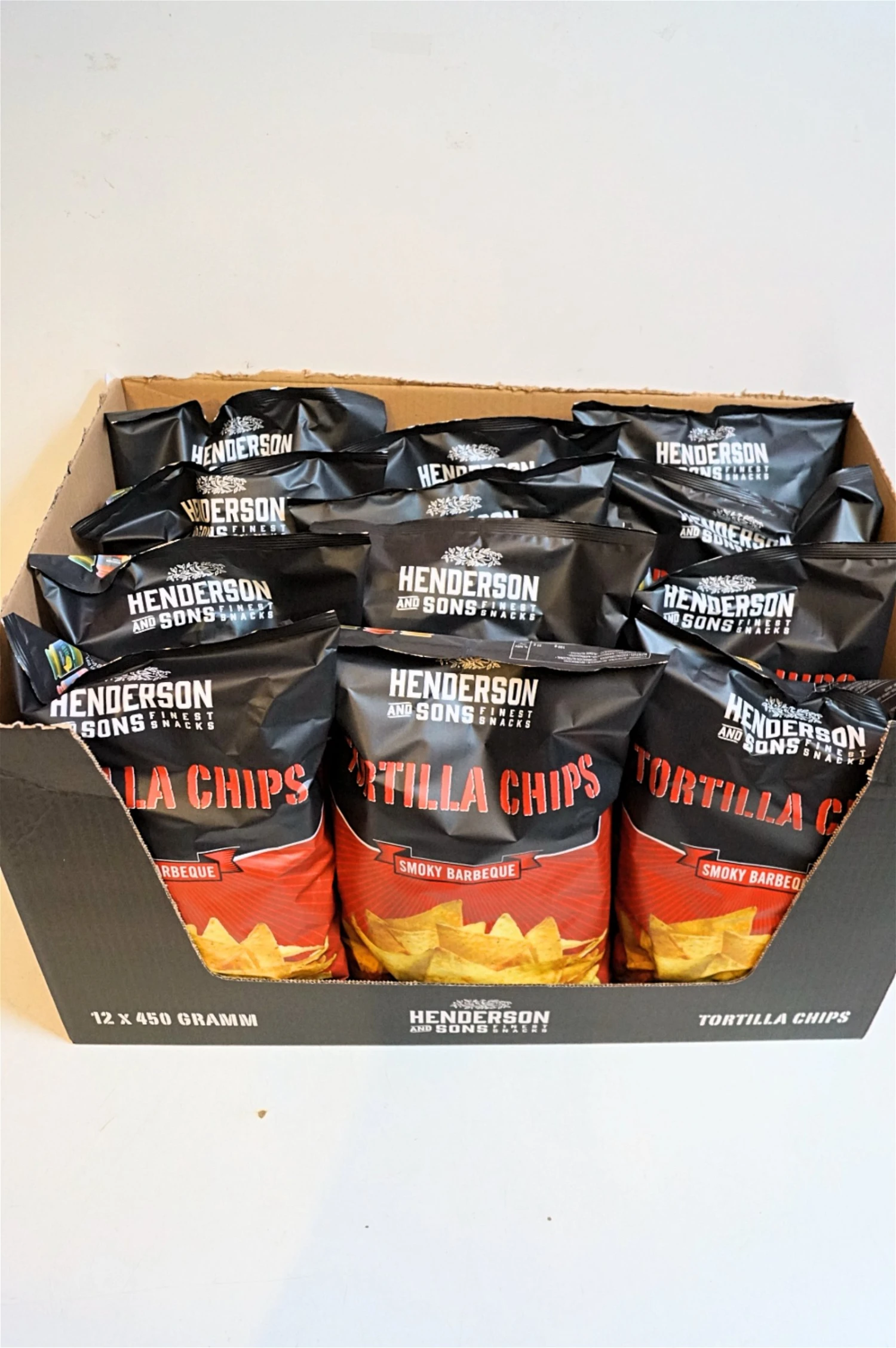 Henderson & Sons - Tortilla Chips Smoky Barbeque 12x450g Sparset 3 Henderson & Sons - Tortilla Chips Smoky Barbeque 12x450g Sparset