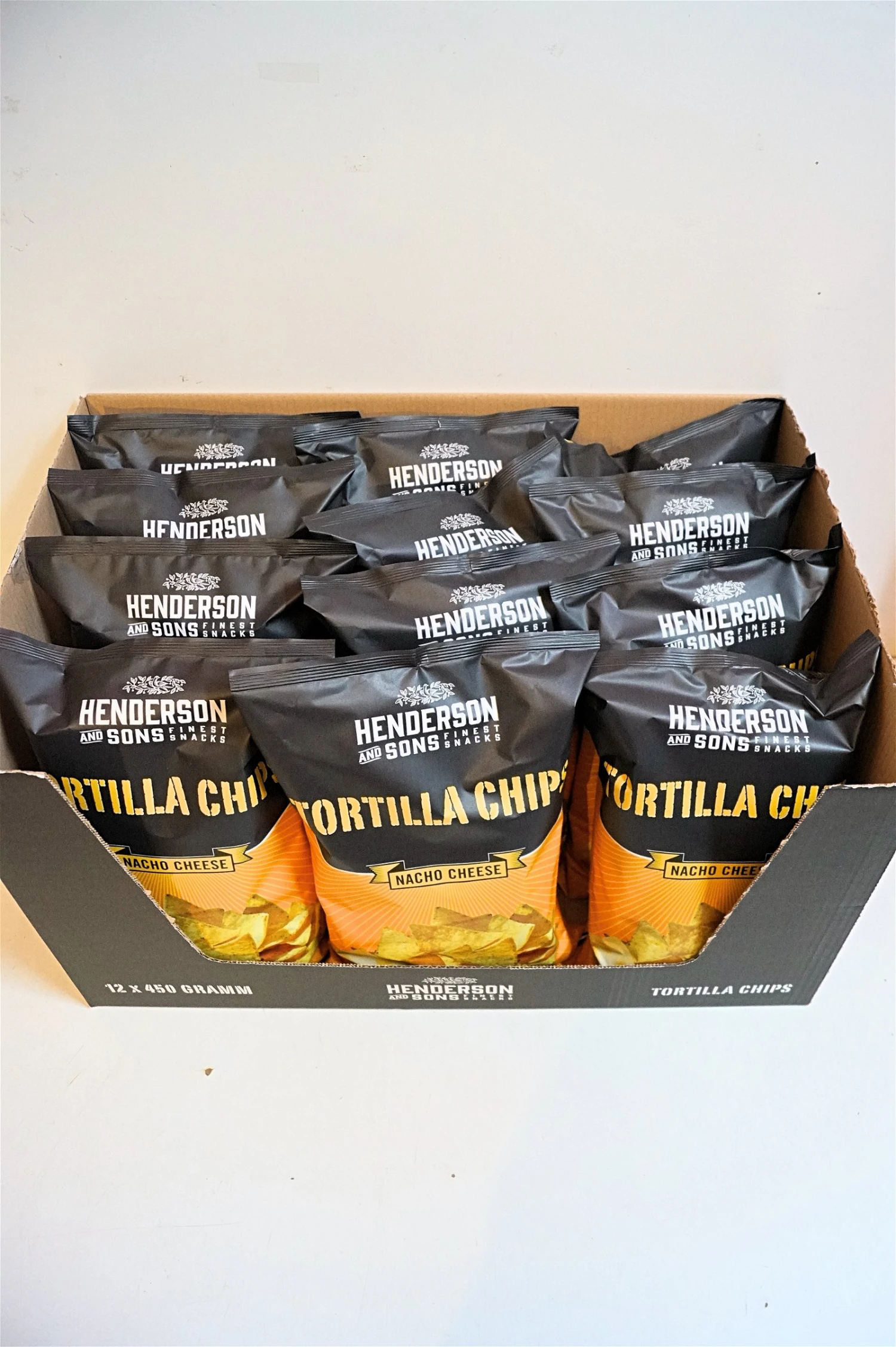 Henderson & Sons - Tortilla Chips Nacho Cheese 12x450g Sparset 3 Henderson & Sons - Tortilla Chips Nacho Cheese 12x450g Sparset