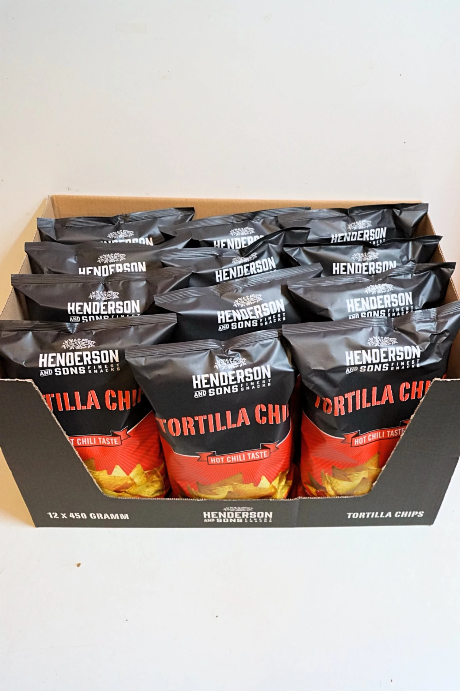 Henderson & Sons - Tortilla Chips Hot Chili Taste 12x450g Sparset 3 Henderson & Sons - Tortilla Chips Hot Chili Taste 12x450g Sparset